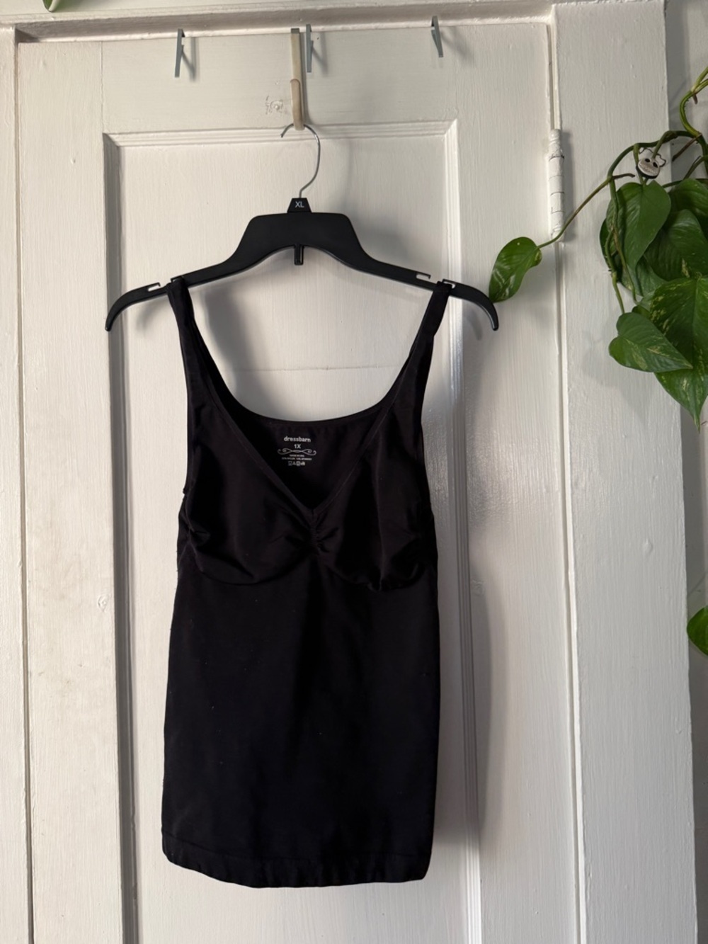 dressbarn Black Ruched Front Tank Top 1X